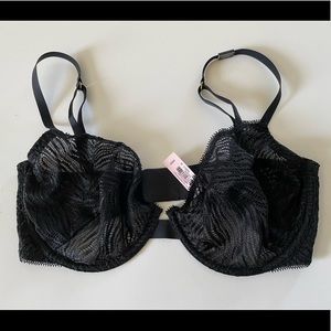 Black Lace Victoria Secret Unlined 34DD Bra with Tags